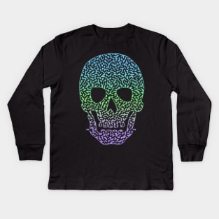 Colorful Skull Shaped Maze Kids Long Sleeve T-Shirt